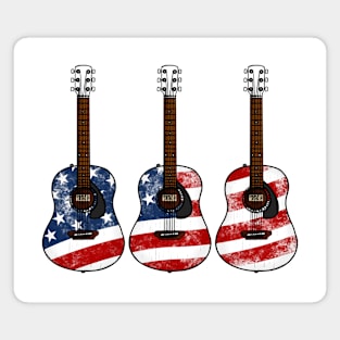 Acoustic Guitar USA Flag Patriotic Guitarist 4th July Magnet